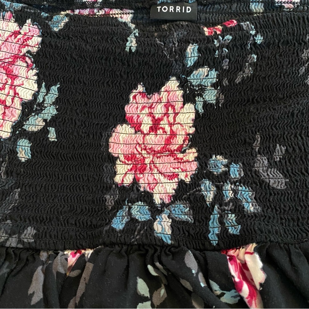 TORRID Floral Print Smocked Bell Sleeve Dress - Picture 6 of 7